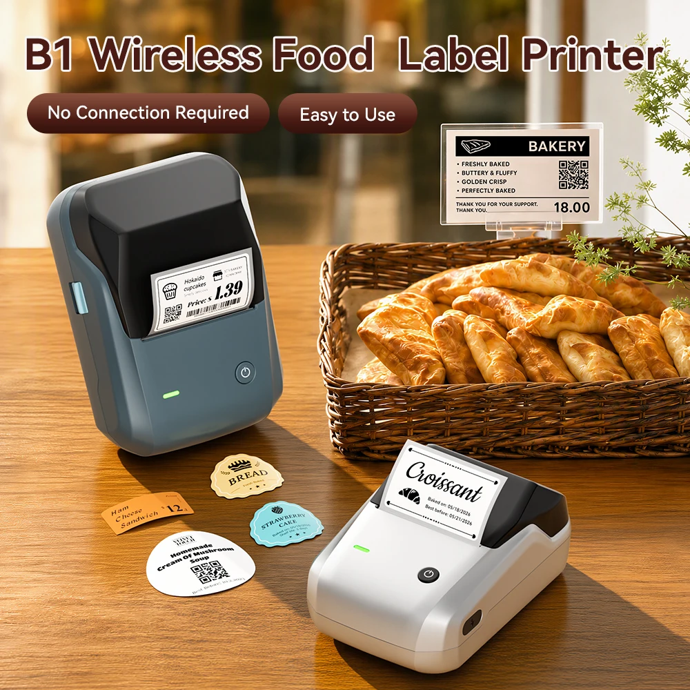 Niimbot B1 Wireless Thermal Label Printer Food Tag Barcode Price Small…