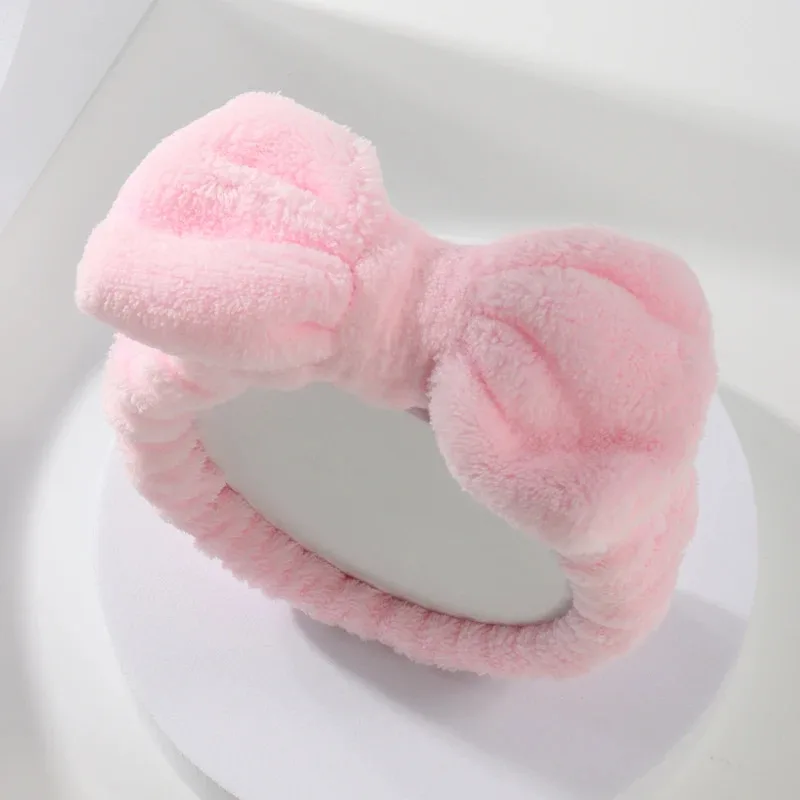 Bow Headband Wristband Set Towel Elastic Soft Washing Face Shower Make Up…