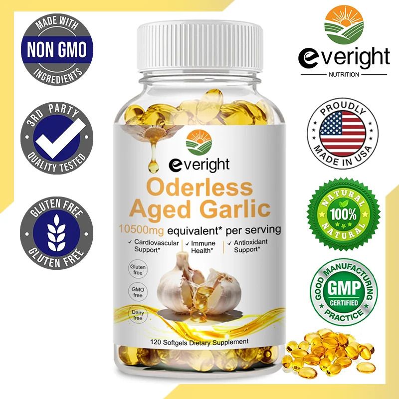 Aged Garlic Extract Capsules Odorless with Magnesium, Chromium, B1 & B9…