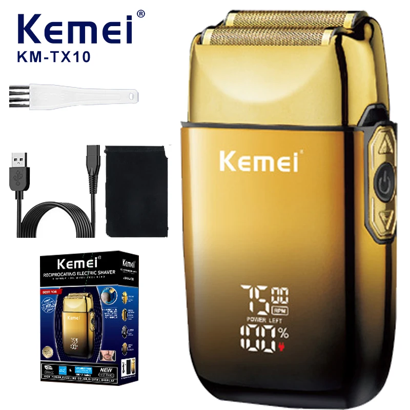 Kemei TX10 Electric Shaver Hair Rechargeable Beard Foil Razor for Men Bald…