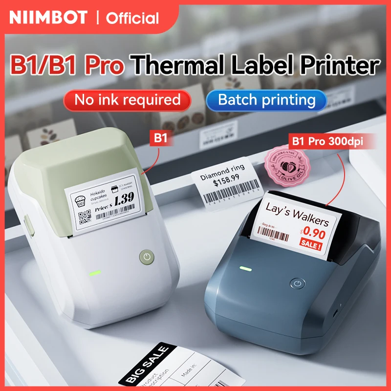 Niimbot B1/B1 PRO Thermal Label Printer Bluetooth Pocket Label Maker Barcode…