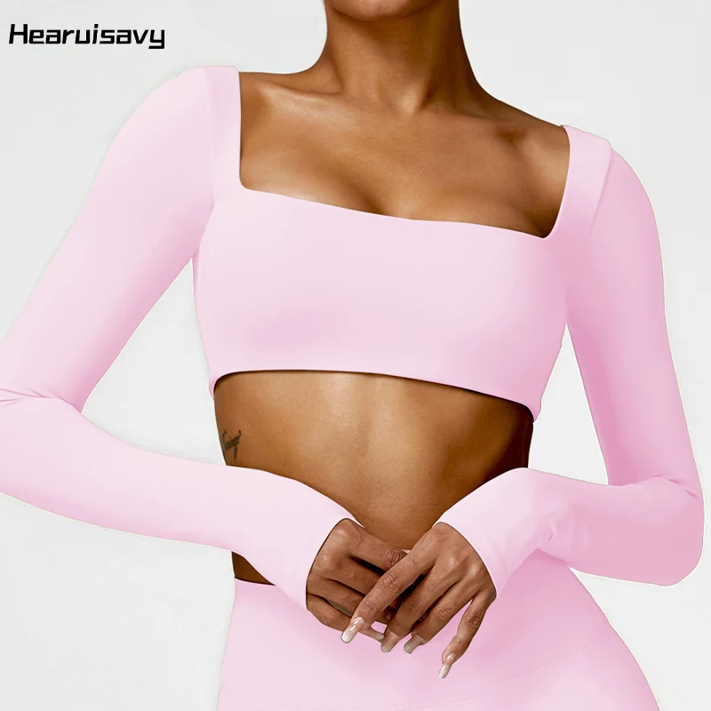 Hearuisavy Summer Casual Quick Dry Sportswear Women Square Neck Gym Top Women…