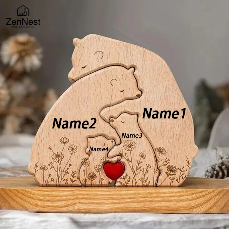 Artistic Wooden Puzzles, Little Bear Family Personalized Name Puzzles…