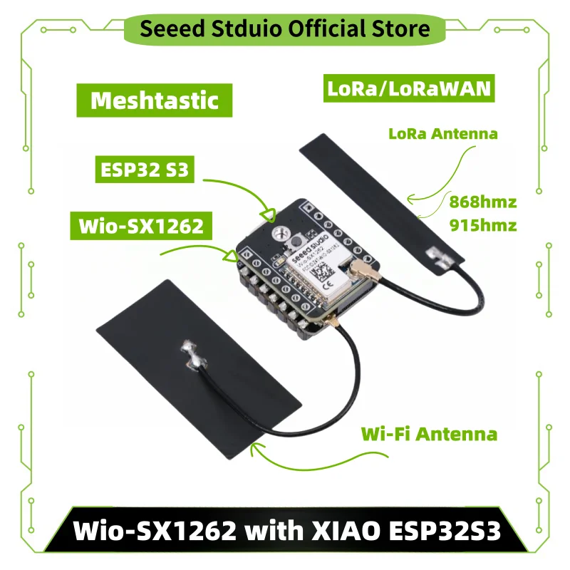 ESP32 S3 LoRa Meshtastic LoRa Module SX1262 868MHz 915MHz Antenna XIAO…