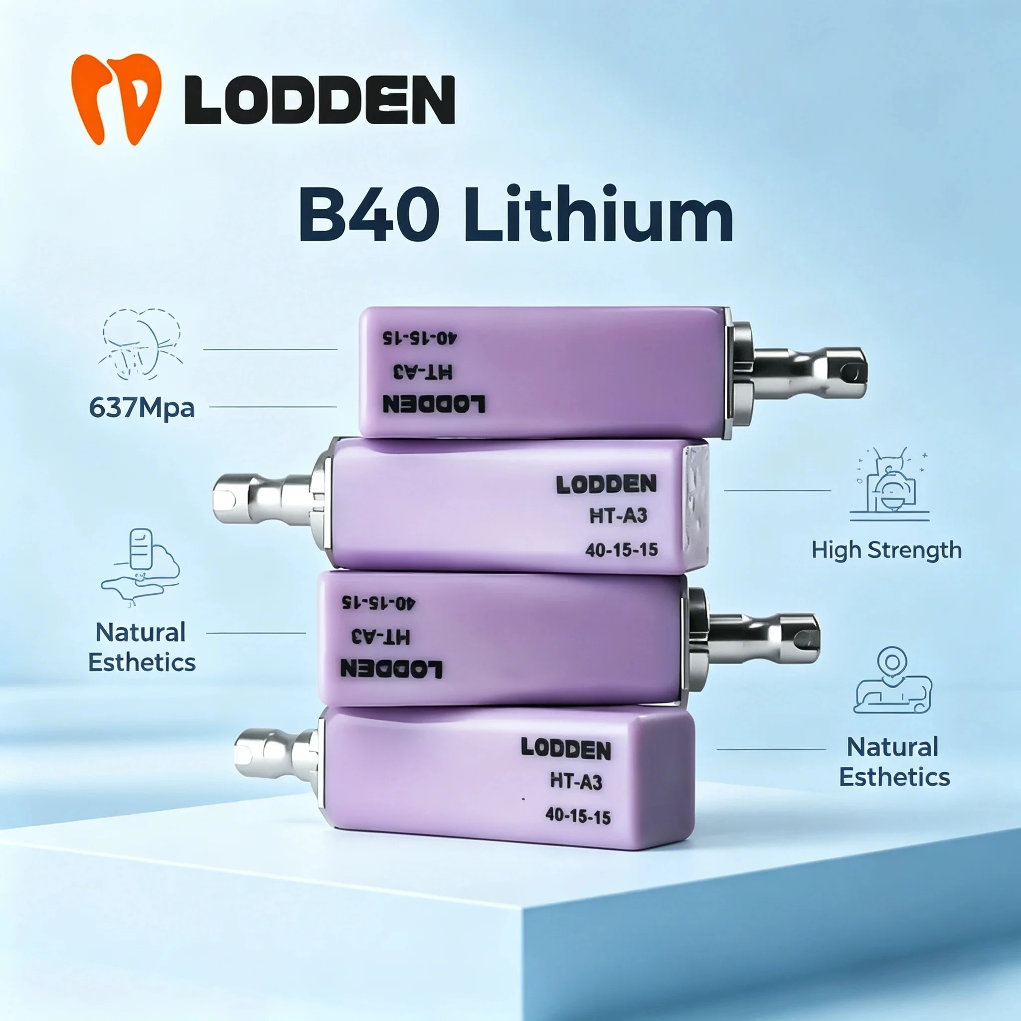 Lodden Dental Lithium Disilicate Block B40 LT HT Glass Ceramic 4Pcs Dental…