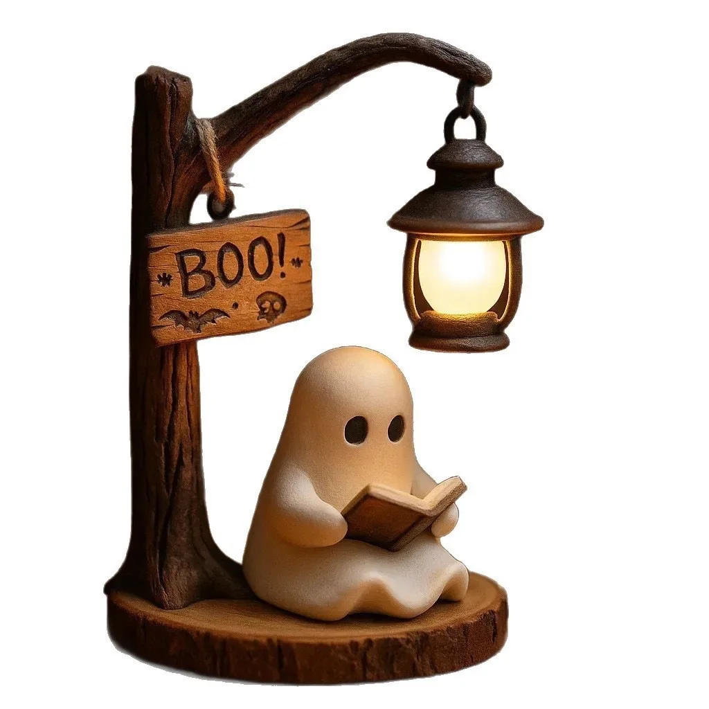 Ghost Reading Lantern 4.3x3.14x6.3 Inches Resin Spooky Night Light for…