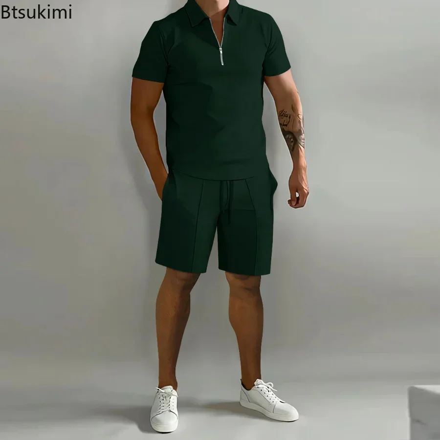 2026 Summer Short Sleeve Thin Polo Shirt+Sport Shorts 2 Piece Men's Tracksuit…