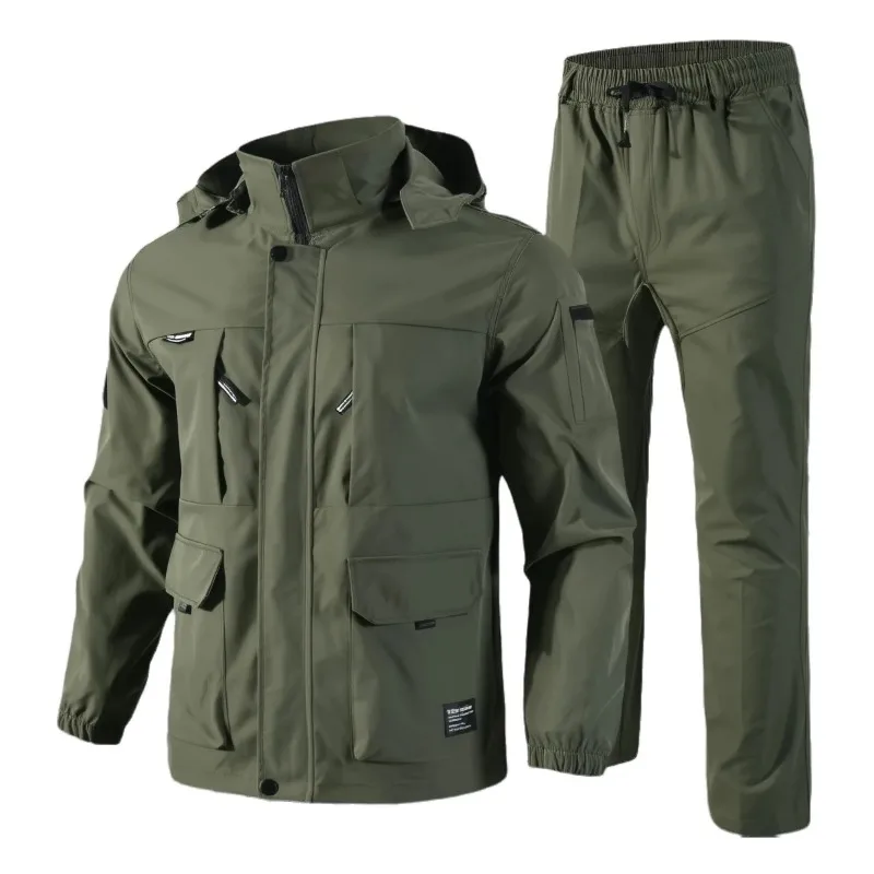 Mens Tactical Sets Spring Autumn Fleece Lined Detachable Hat Outdoor Hiking…