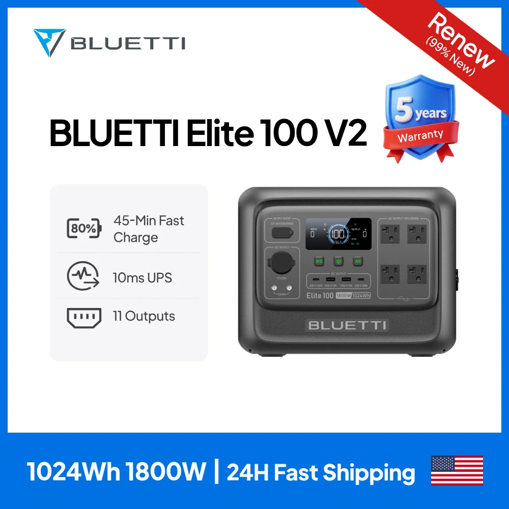 BLUETTI Elite 100 V2 Portable Power Station 1800W 1024Wh Solar Generator for…