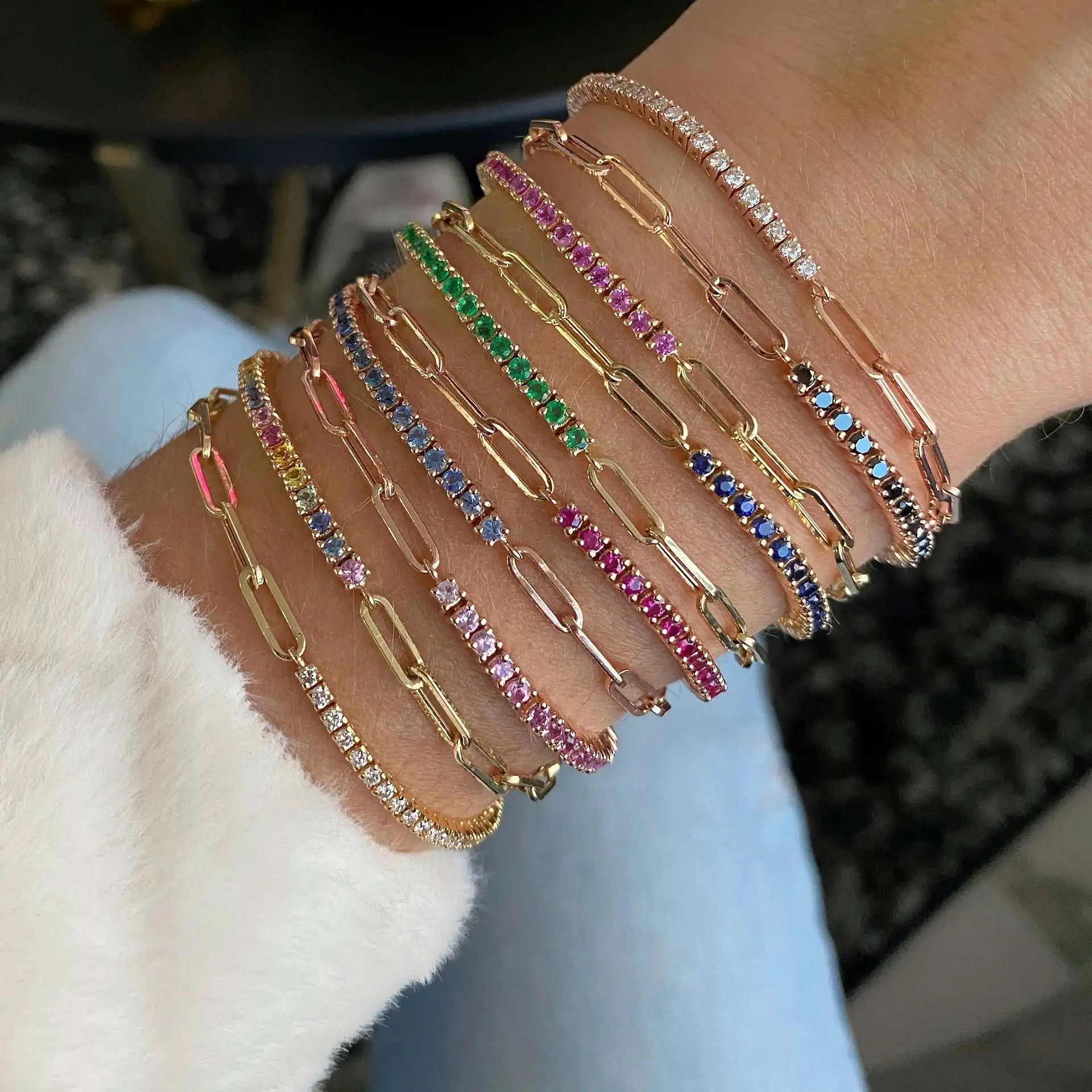Luxury Color Cubic Zirconia Gold Color Tennis Bracelets for Women Girls 2022…