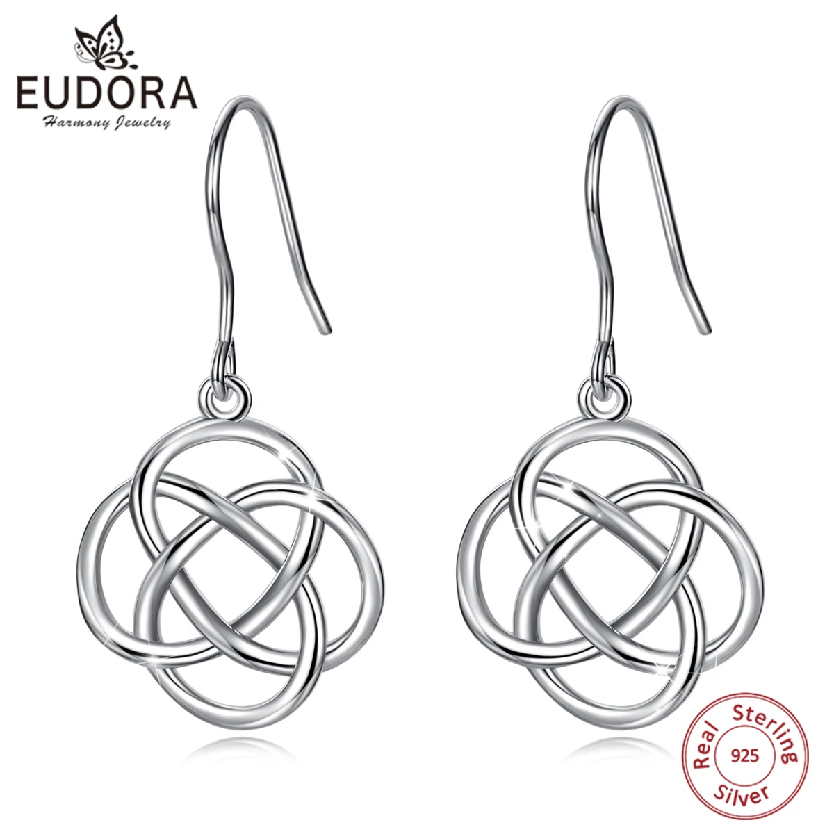 Eudora 100% 925 Sterling Silver Witchcraft Knot Drop Earrings for Women Fine…