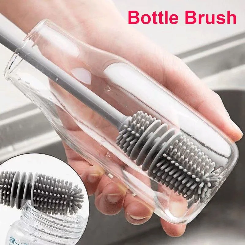 Silicone Milk Bottle Brush Cup Scrubber Glass Cleaner Kitchen Cleaning Tool…