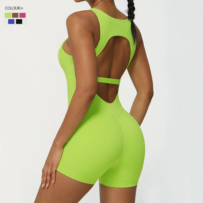 One Piece Fitness Yoga Set Women Slim Fit Gym Running Jumpsuit Solid Color…