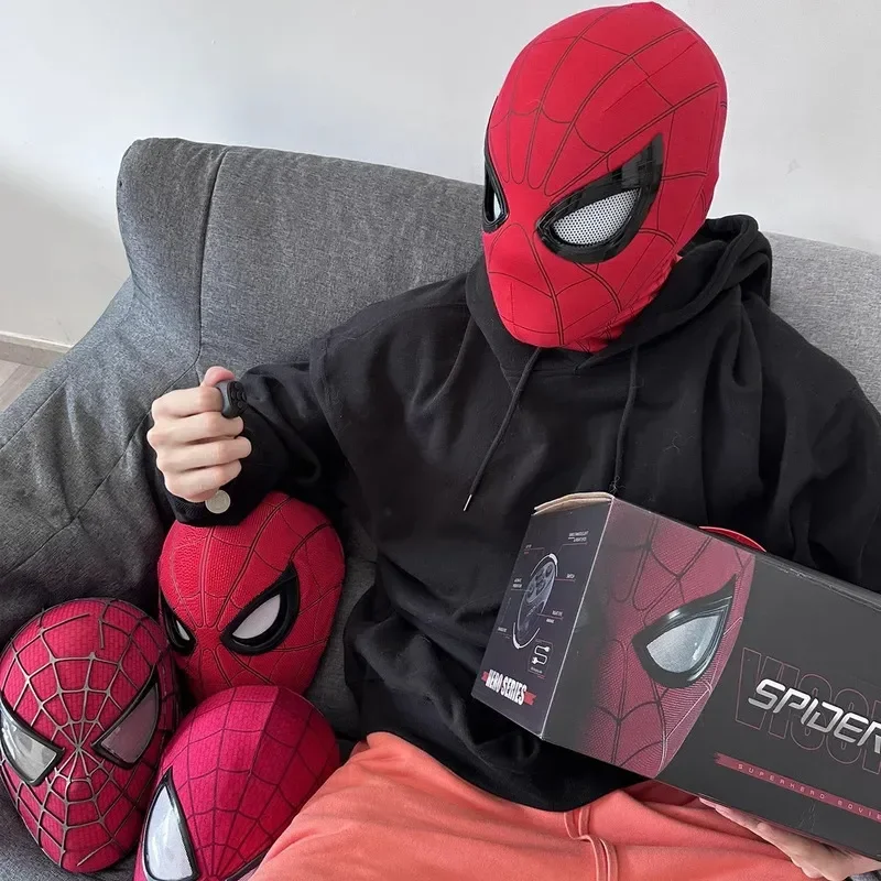 in Stock Miles Spider-Man 1:1 Scale Electronic Mask with Moving Glowing Eyes…