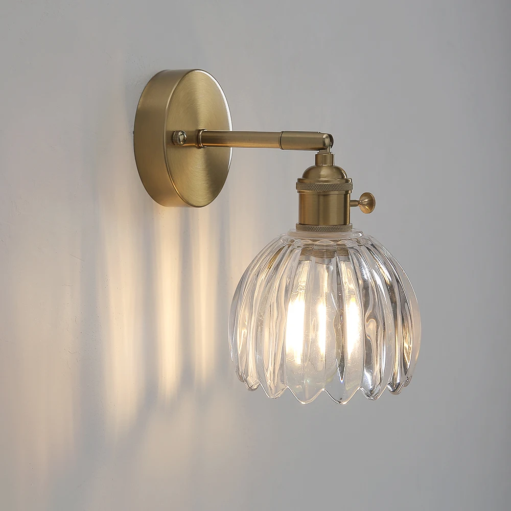 Nordic Vintage Wall Lamp Green Tulip Glass Wall Lamp Shade Living Room…
