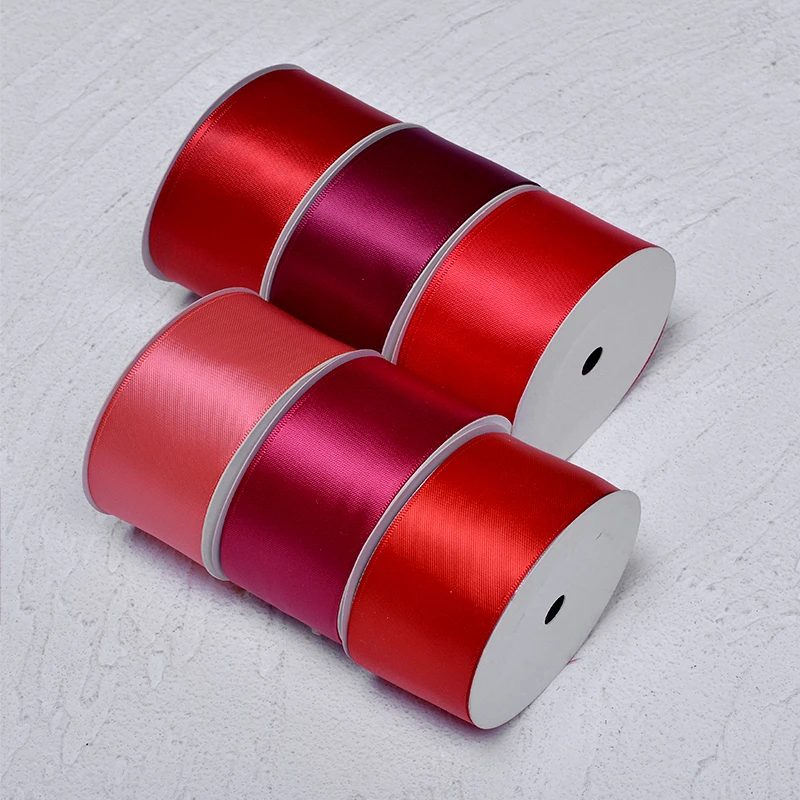 YAMA 50 57 63 75 89 100 MM 100yards/lot Double Face Satin Ribbon Pink Red for…