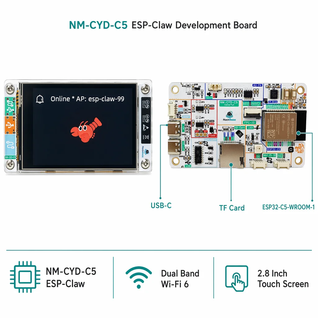 NM-CYD-C5 AI Agent Board for IoT Devices 2.8" Screen Dual-Band Wi-Fi ESP32-C5…