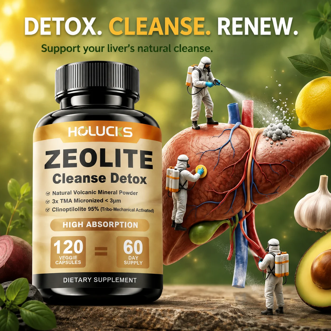 Zeolite Cleanse Detox Supplement, Supports Kidney Repair, Full Body, Liver &…