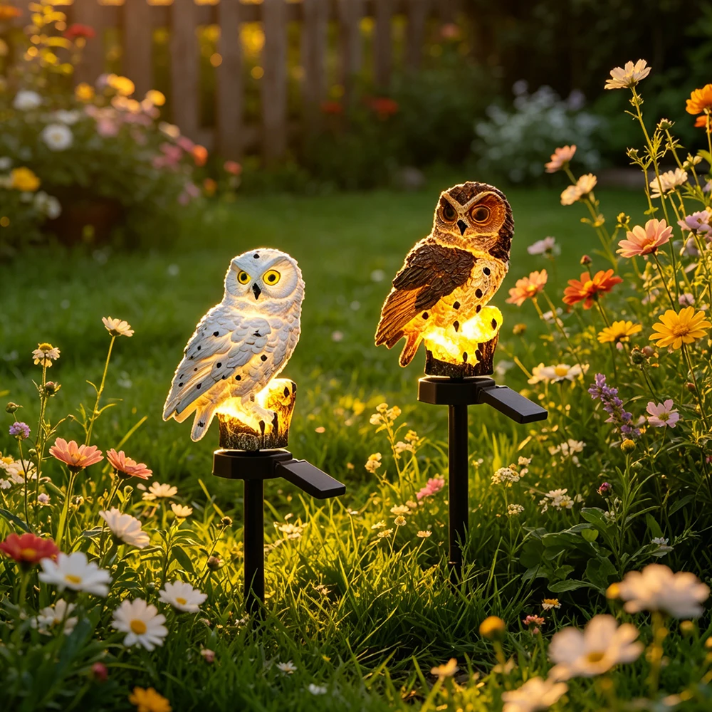 Owl Solar Light, Resin Owl Ground Plug Light, LED Garden Lights Night Lawn…
