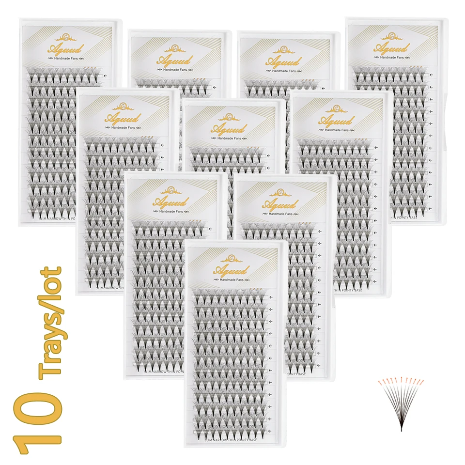 AGUUD 10 Trays/Lot Korea Premade Russian Volume Lashes Fans Needle Pointy…