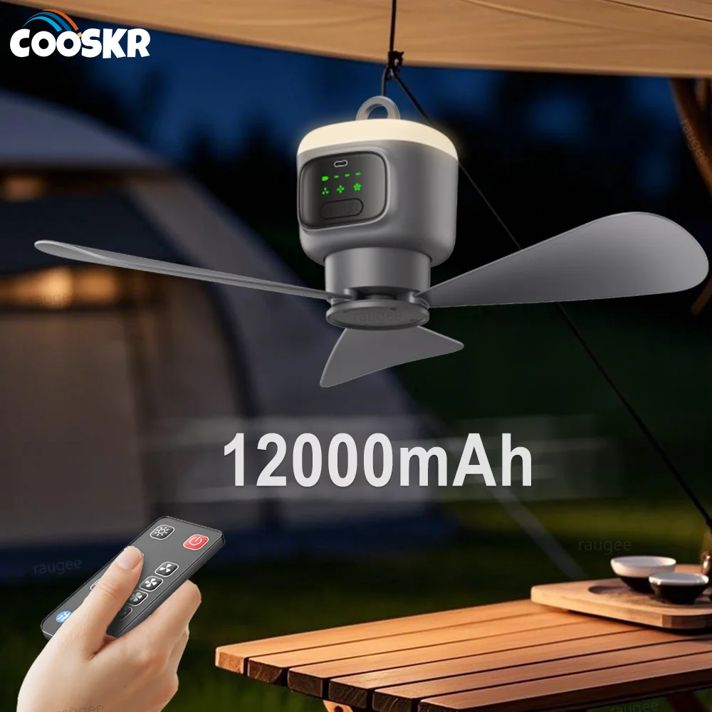 12000mAh Portable Ceiling Fans Outdoor Camping Fan Tent Air Circulator Cooler…