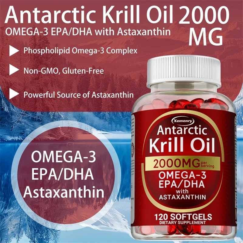 Antarctic Krill Oil Astaxanthin Capsules(EPA, DHA) Joint and Skin Health…