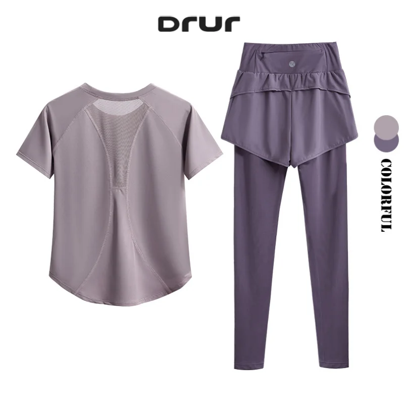DRUR Women Yoga Pant Sets 2 Pieces Quick Dry Workout Outfits Gym Clothes…