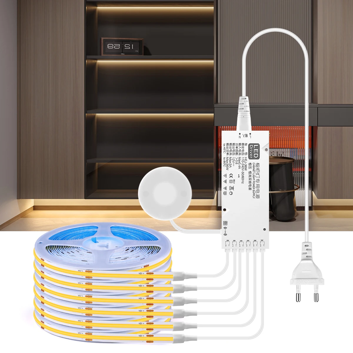 1-6pcs COB LED Strip Light under Cabinet Collection Display Touch Dimmer…