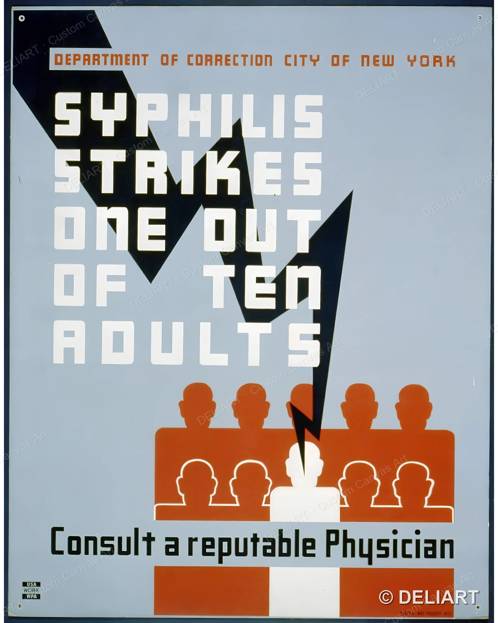 Syphilis Strikes One Out of Ten Adults Consult a Reputable Vintage WPA Public…