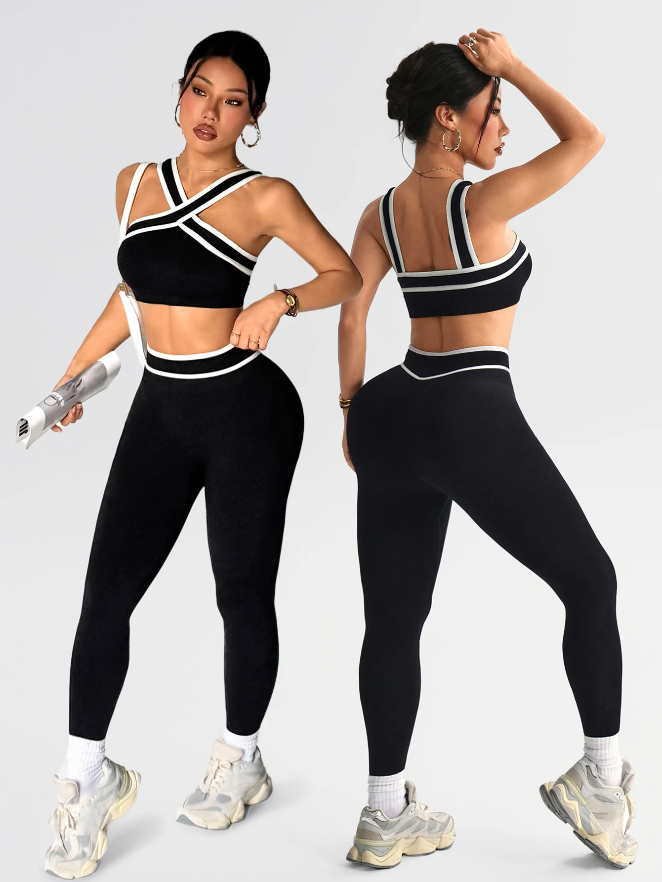 2 Pcs Women Seamless Yoga Sets Jogging Outfit Sport Leggings Bra Sportswear…