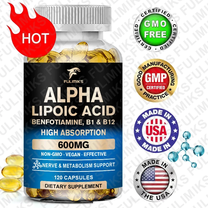 Premium Alpha Lipoic Acid 600mg - ALA Supplement with Benfotiamine Support…