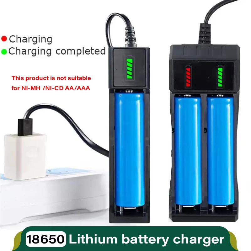 18650 Battery Charger 1/2/4 Slots Dual 18650 Charging 3.7V Rechargeable…