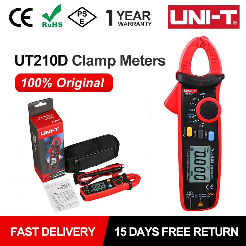 UNI-T Clamp Meter Digital UT210E UT210D AC Current Mini Clamp Multimeter True…