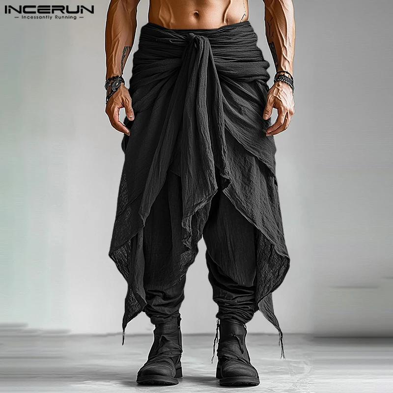 Fashion INCERUN Summer Spring Men Casual Pants Harem Pant Pleated Long…