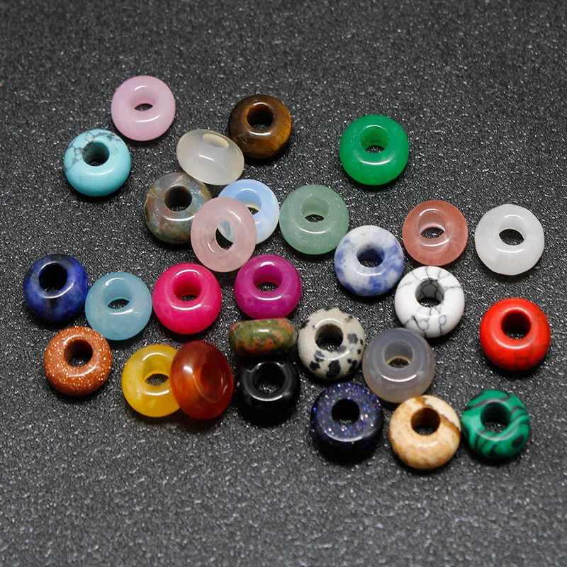 10Pcs/Lot Large Hole Gemstone Beads Charms Natural Stone Agate Spacer Beads…