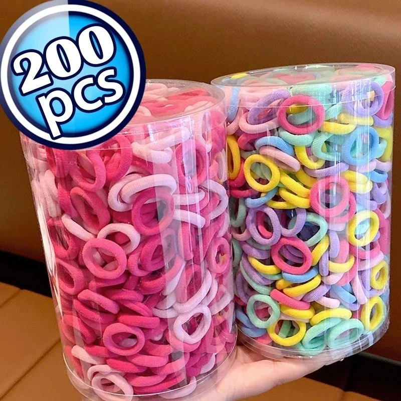 200-1000pcs Women Girls Colorful Nylon Elastic Hair Bands Ponytail Hold Small…