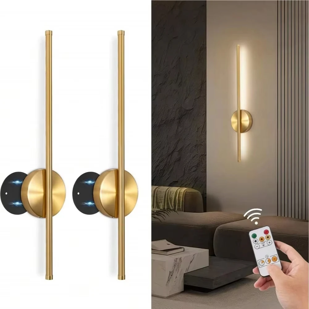 Magnetic Rechargeable 50 Wall Lamp Black Gold for Living Room Bedroom Hallway…