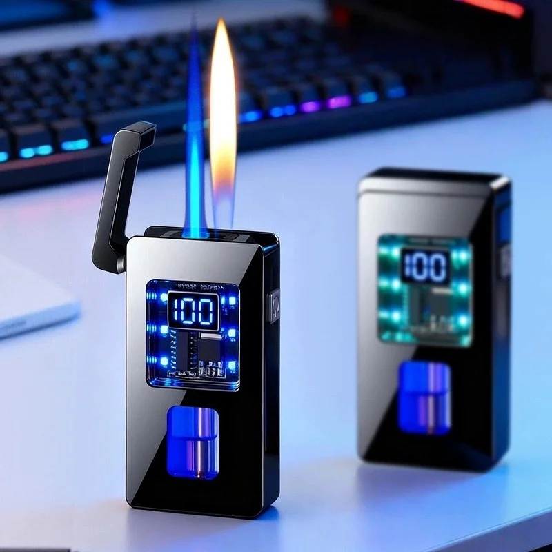 New Style Smart Dual Flame Mode Lighter Metal Windproof Butane Torch Lighter…