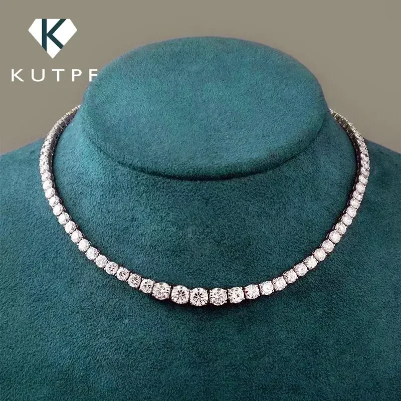 Moissanite Diamond Tennis Necklace with Certificate 3-5mm Size Gradient…