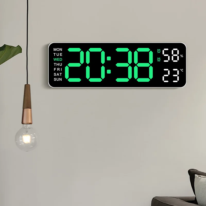 10 Inch Smart Mute LED Electronic Night Alarm Wall Clock Modern Desk Clock…