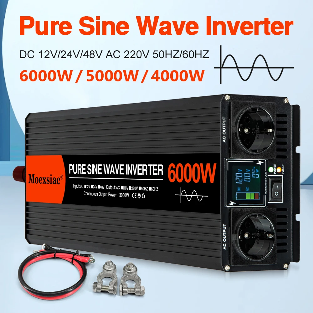 Moexsiac Pure Sine Wave Solar Inverter 4000W 5000W 6000W Double EU Socket DC…