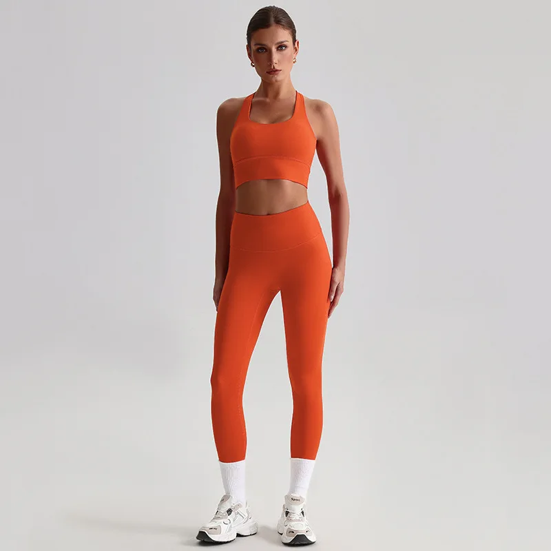 Women's Gym Workout Yoga Outfit Sets Naked Feel Fabric Beautiful Back Bra…