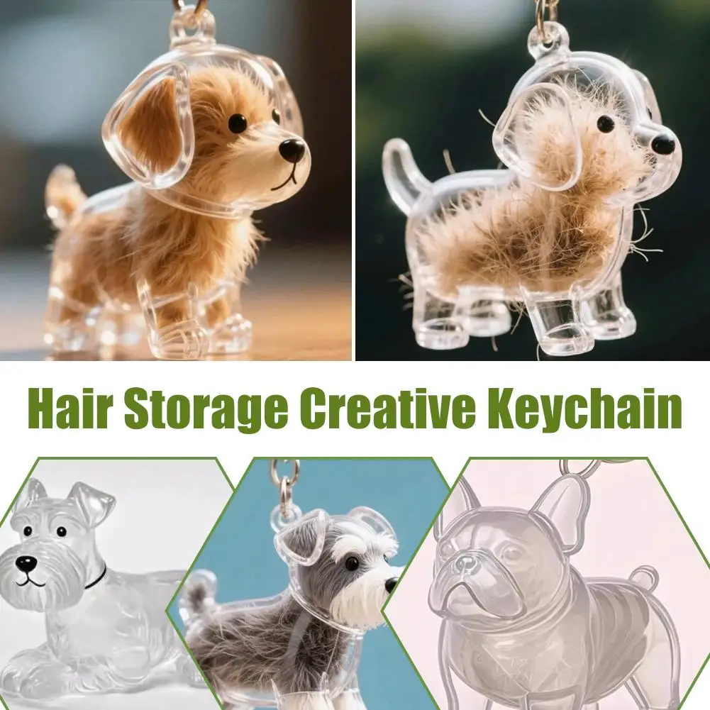 Clear Pet Hair Keychain Cute Dog Fur Keepsake Holder Creative Transparent Pet…