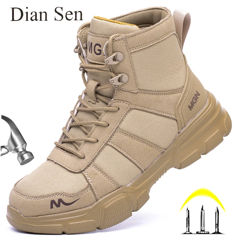 Work Boots Indestructible Safety Shoes Men Steel Toe Shoes Puncture-Proof…