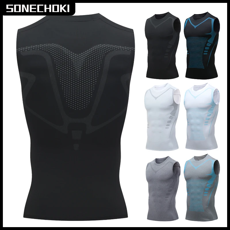 Compression Tank Top Men Gym Shirt Sleeveless Quick Dry Printing Sportswear…