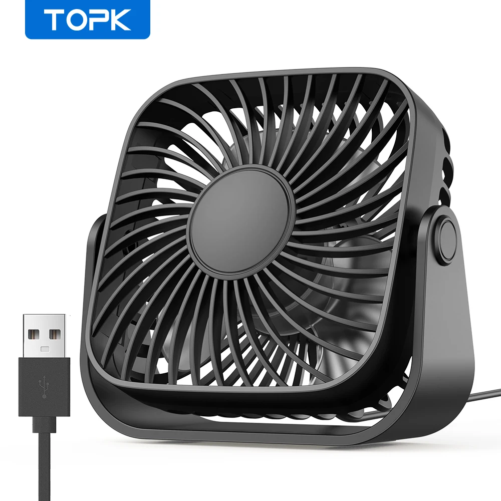 TOPK 4Inch USB Mini Portable Fan for Camping,3 Speeds Quiet Desk Table…
