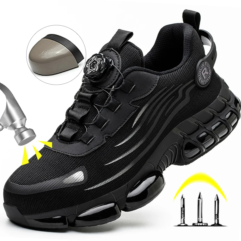 Men's Safety Shoes Protection and Elastic Safety Boots Fashionable Casual…