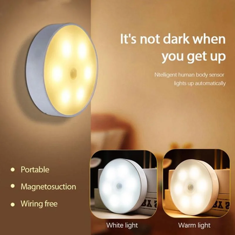 Motion Sensor Light LED USB NightLights Rechargeable Lamp for Bedroom…