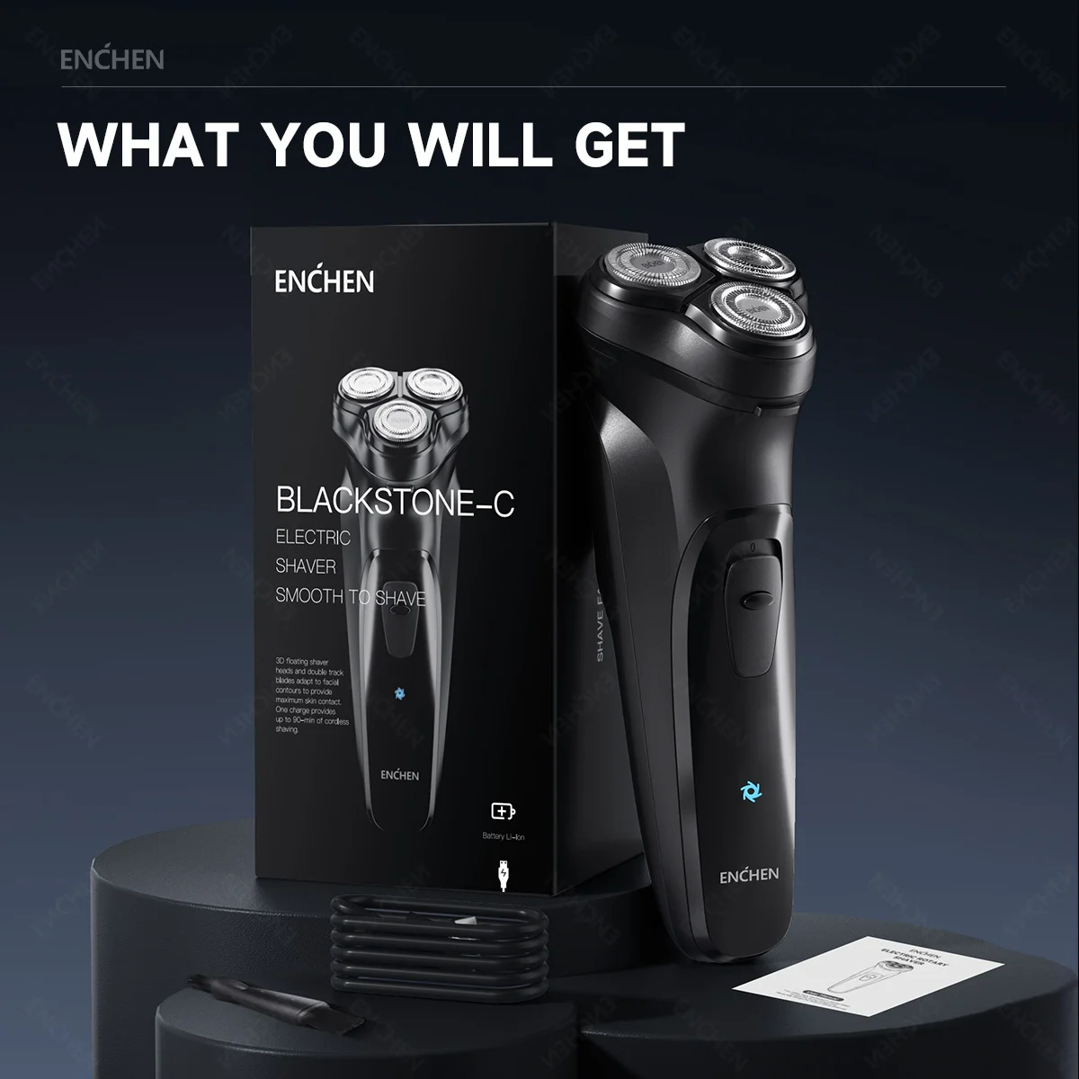 ENCHEN Blackstone Electrical Rotary Shaver for Men 3D Floating Blade Washable…