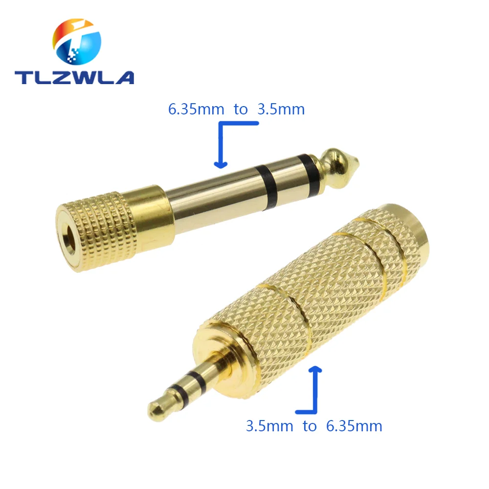 1PCS Gold 6.3mm 1/4" Male Plug to 3.5MM 1/8" Female Jack Stereo Headphone…